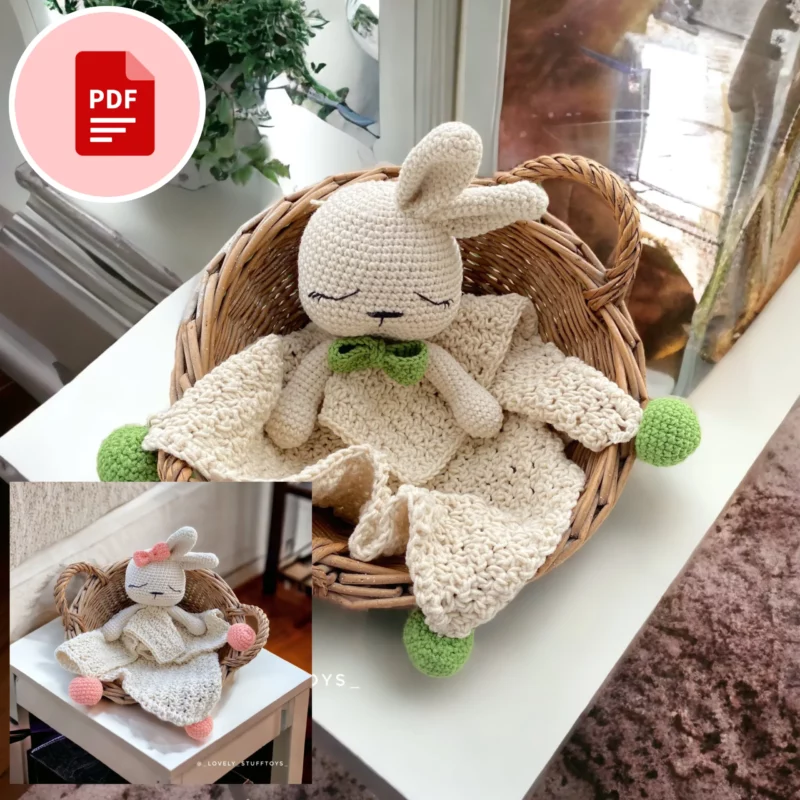 Króliczek Rose i Liam - mini kocyk - szydełkowy wzór - PDF po polsku i angielsku