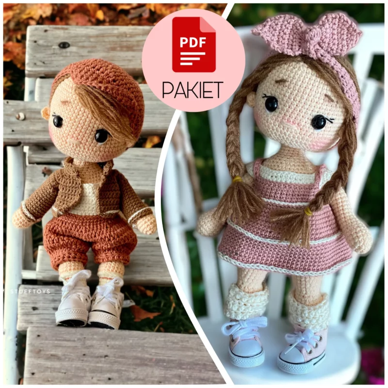 Lalka Grace + Lalka John- lalki na stelażu- szydełkowy wzór - PDF po polsku i angielsku