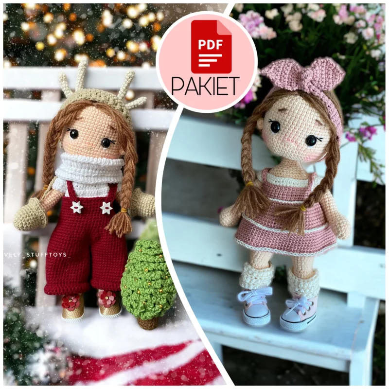 Lalka Grace – lalka na stelażu + strój zimowy – szydełkowy wzór – PDF po polsku i angielsku