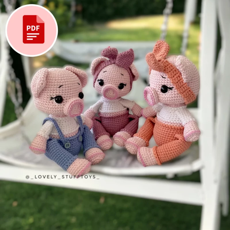 Świnka Jessy i Joy - szydełkowy wzór - PDF po polsku i angielsku