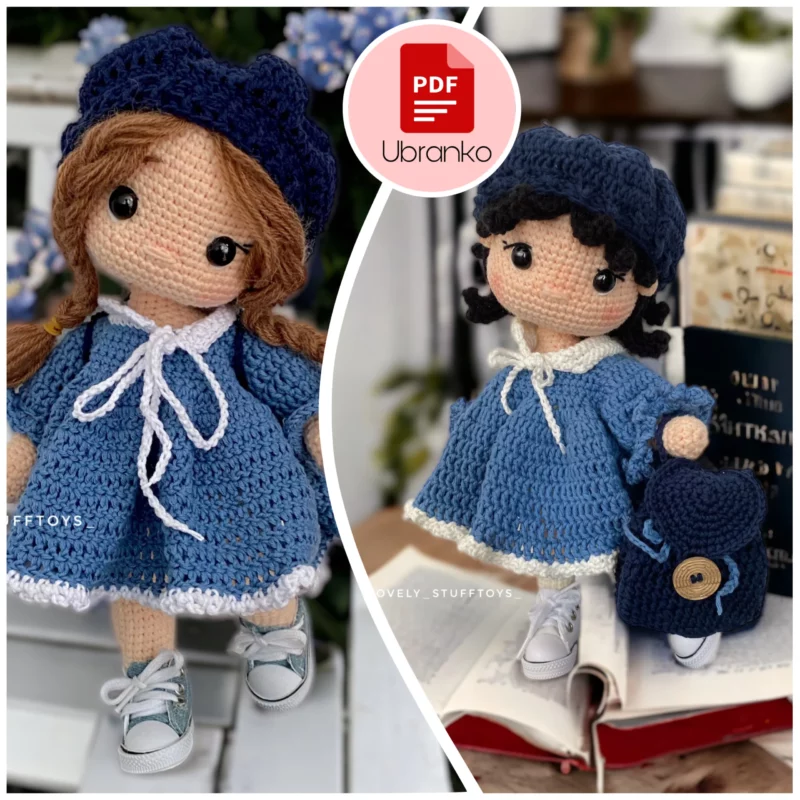 Strój - szkolna laleczka - szydełkowy wzór - PDF po polsku i angielsku