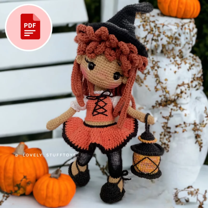 Wiedźmuszka - lalka na stelażu - szydełkowy wzór - PDF po polsku i angielsku