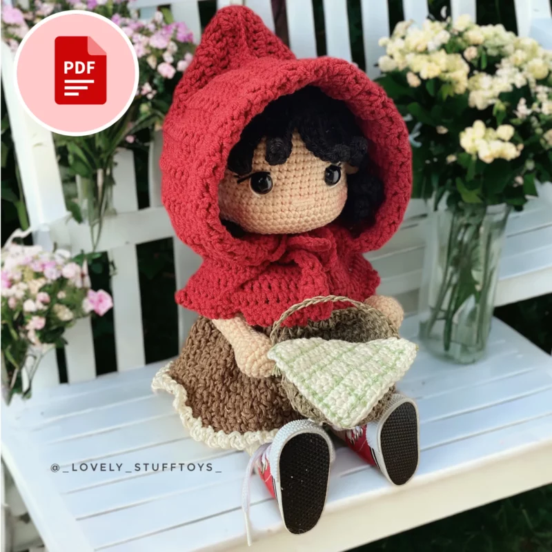 Czerwony Kapturek - lalka na stelażu - szydełkowy wzór - PDF po polsku i angielsku