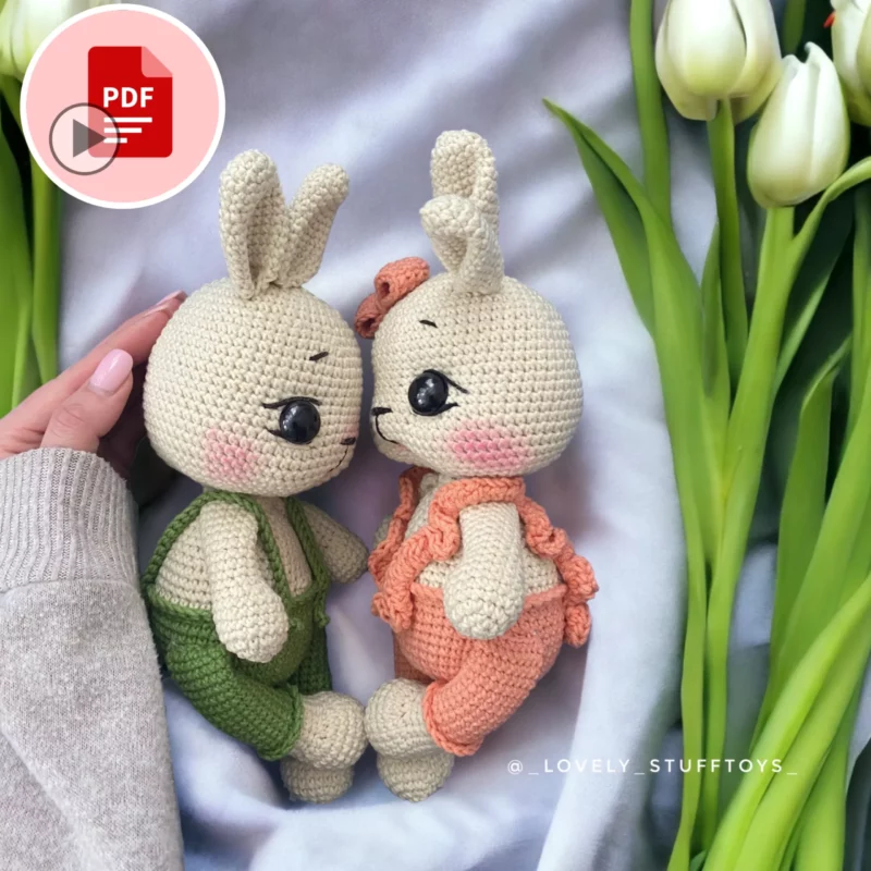 Króliczek Rose i Liam - szydełkowy wzór - PDF po polsku i angielsku