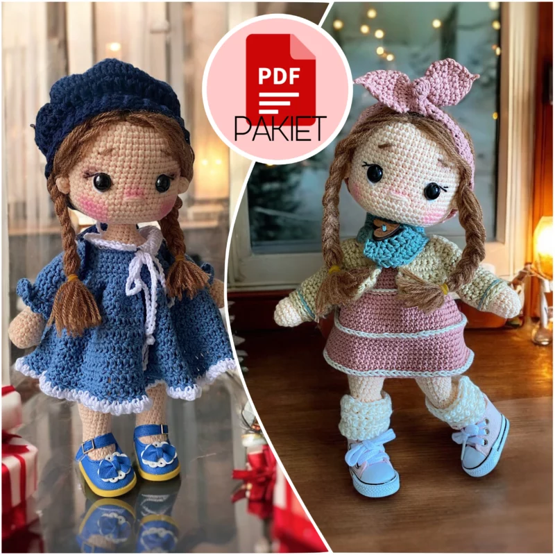 Lalka Grace - lalka na stelażu + strój szkolny - szydełkowy wzór - PDF po polsku i angielsku