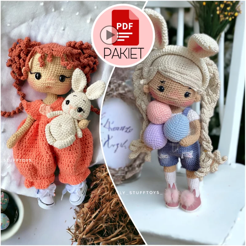 Lalka Emily – lalka na stelażu + strój kombinezon z króliczkiem – szydełkowy wzór – PDF po polsku i angielsku