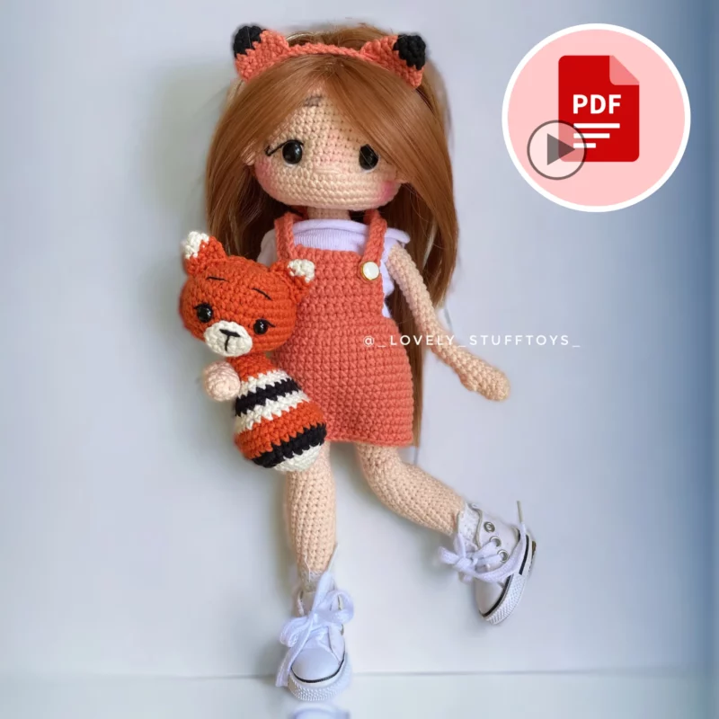 Lalka Lisek – wzór szydełkowy z filmami– po polsku i angielsku