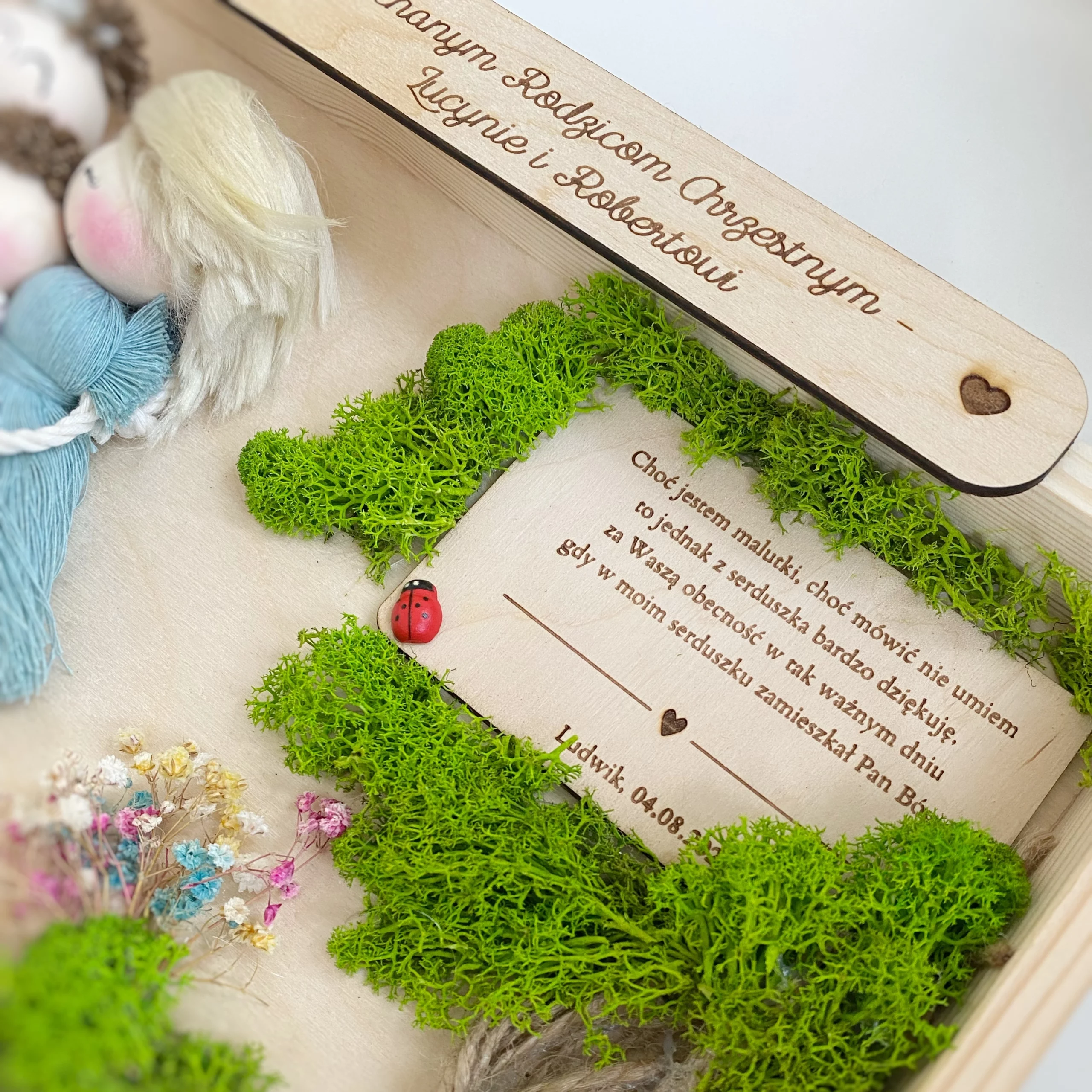 Ramka dla Rodziców Chrzestnych - tło sklejka, 20x30cm, chłopiec - obrazek 4