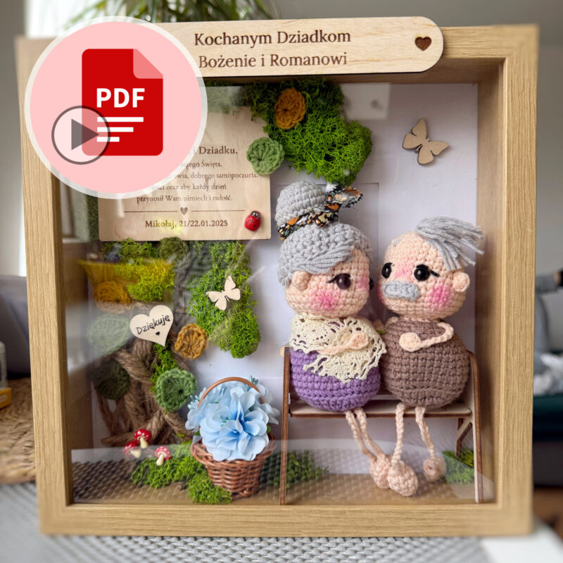 Mini kurs RAMKA DLA DZIADKÓW – wzór szydełkowy z filmem – po polsku i angielsku